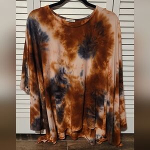 JODIFL Tie-Dye Tunic in Burnt Orange And Navy